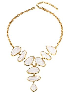 Gold-Tone Necklace with White Mother-of-Pearl Pendant Accents